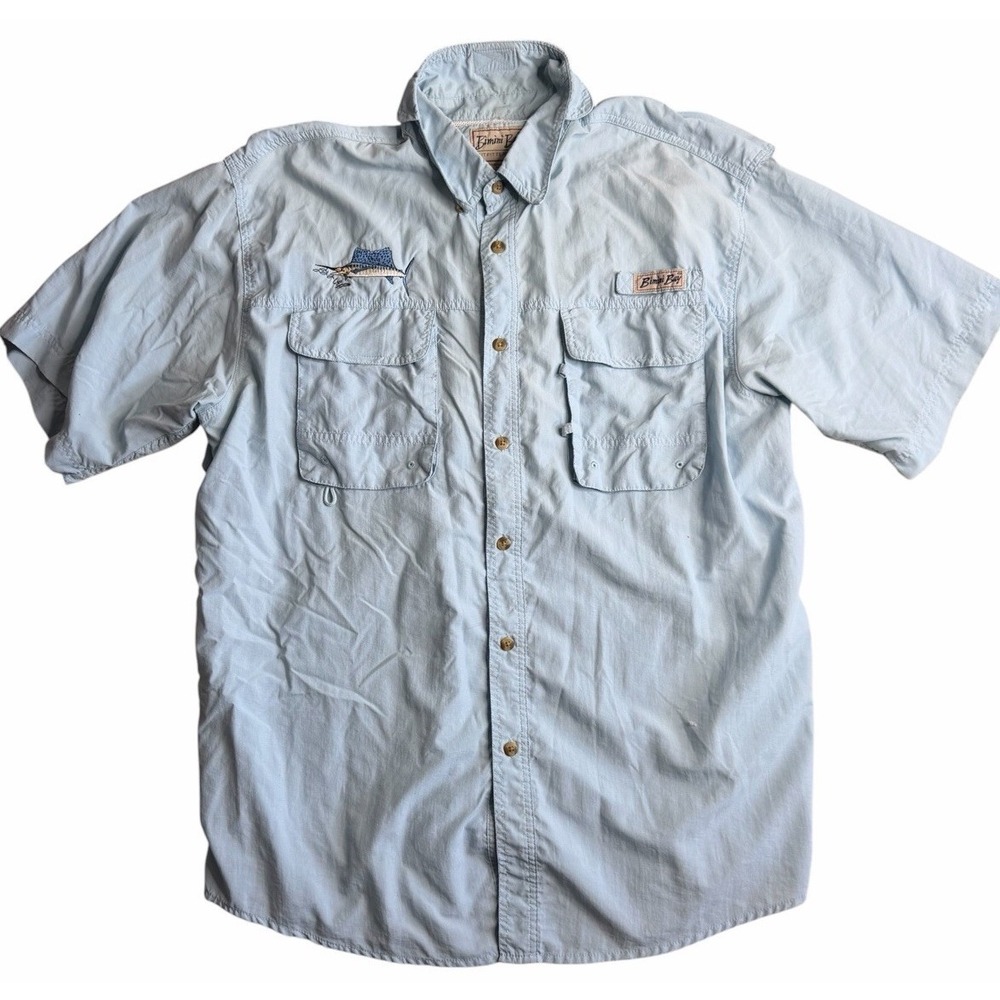 Bimini Bay Outfitters Men's XL Fishing‎ Shirt Blue Short Sleeve Vented